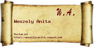 Weszely Anita névjegykártya